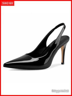 Slingback Heels Pointed Toe Stiletto Pumps PU Slingback Wedding Party Women's